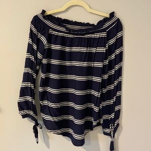 Navy & White Off the Shoulder Top